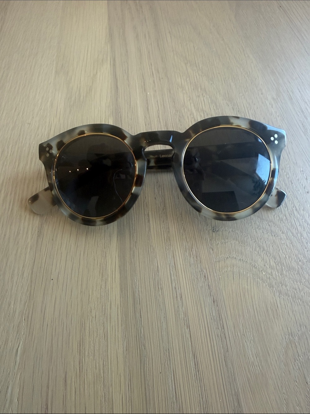 Illesteva Leonard 2 Ring Tortoise Shell Sunglasses with Gold Ring